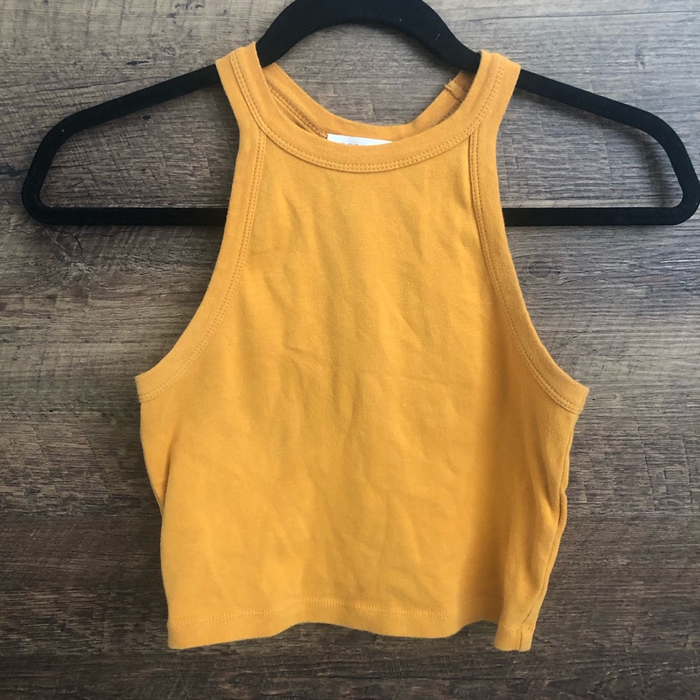 Mustard yellow crop tank